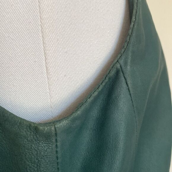Bod & Christensen Dark Forest Green Leather Anya Mini Dress Size 6 - Picture 14 of 14